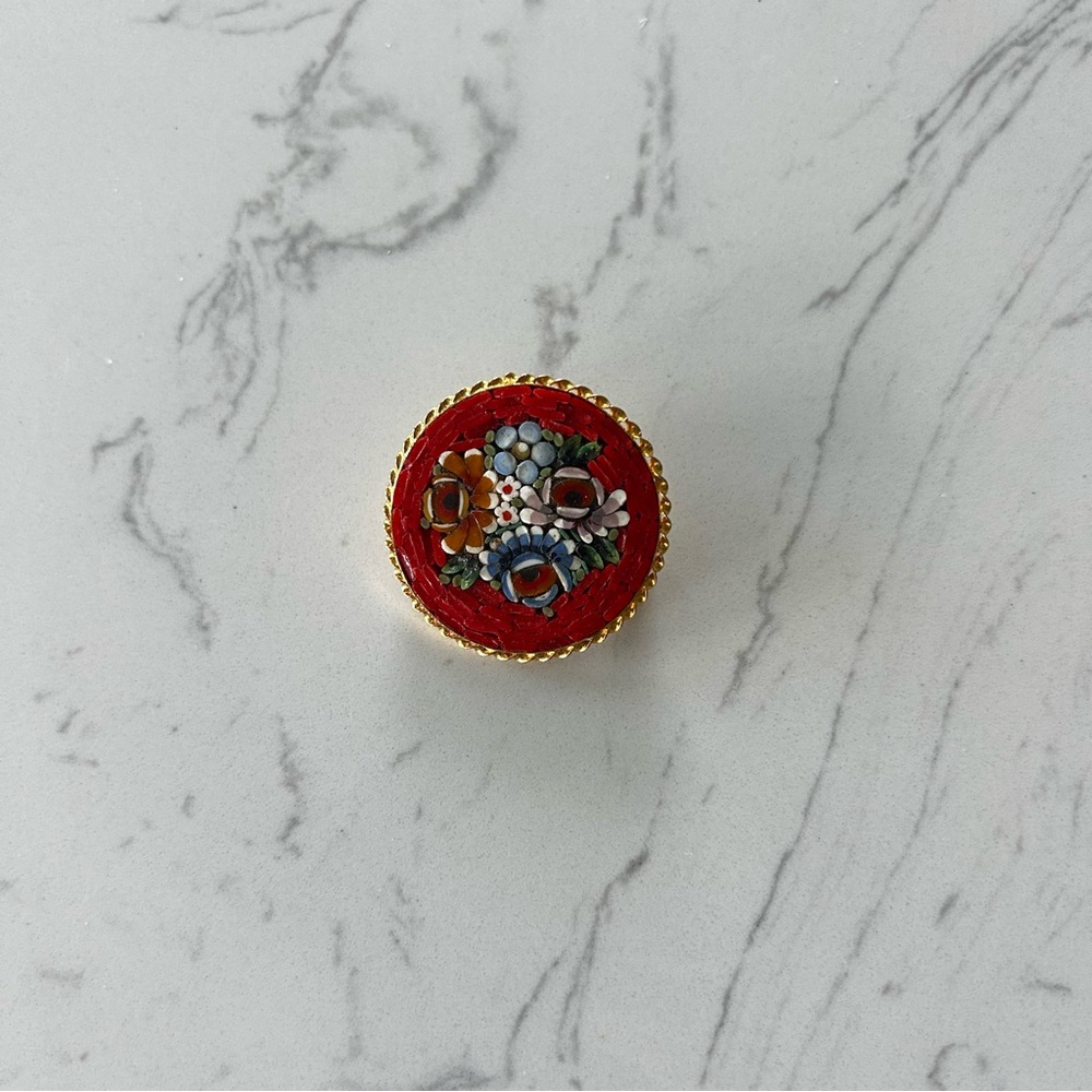 Elegant Red Floral Brooch